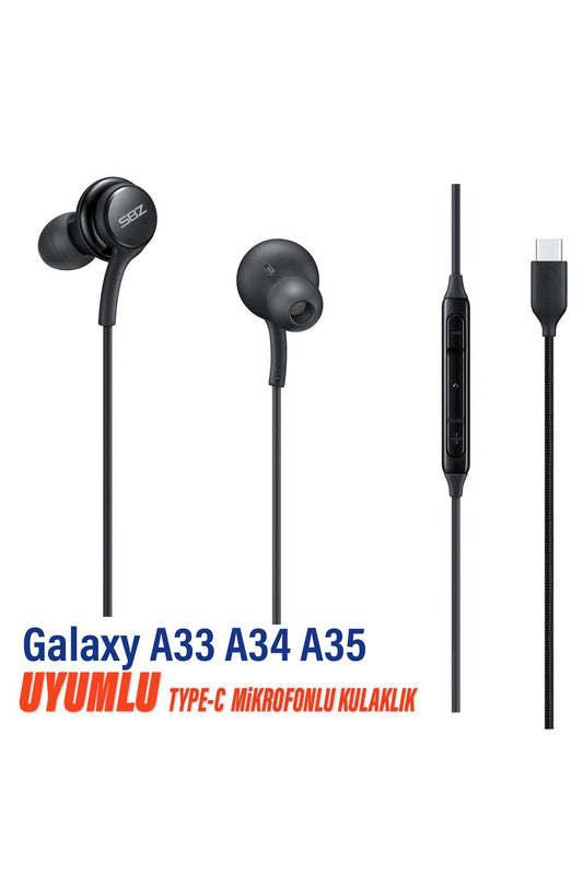 Samsung Galaxy A33 A34 A35 Uyumlu Type C Kulaklık Mikrofonlu