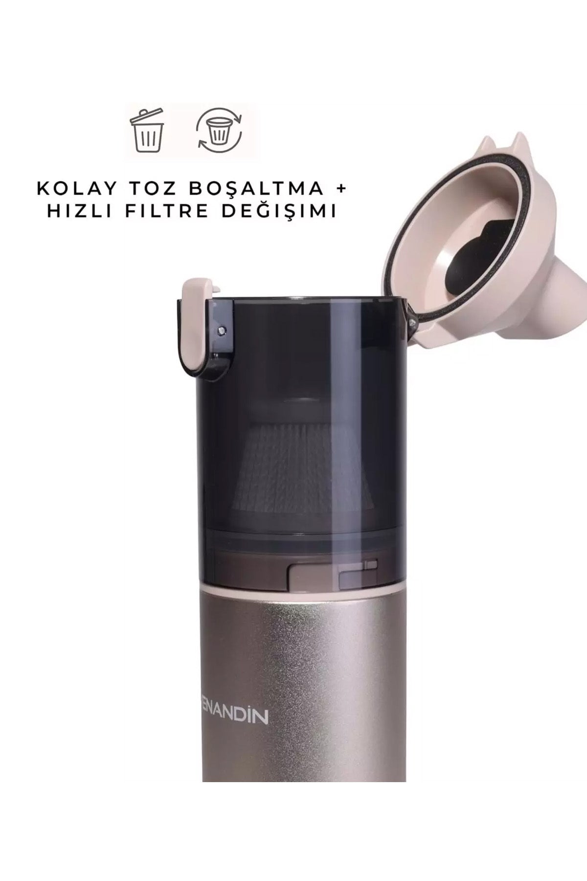 19000Pa Kablosuz Araç ve Ev İçi Şarjlı Süpürge Araba Süpürgesi Şarjlı El Süpürgesi 2600mAh - Görsel 6