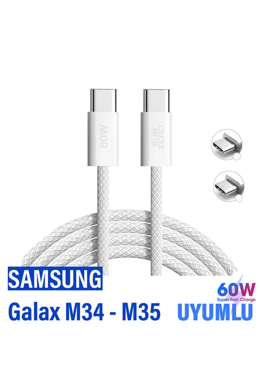 Samsung Galaxy M33 - M34 Şarj Kablosu Type-C Kablo Hızlı Şarj Kablosu 60W