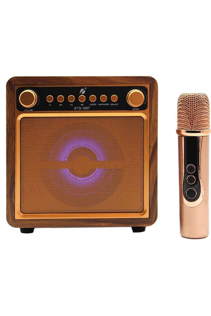 Karaoke Mikrofonlu Bluetooth Speaker 10W 4" Mikrofonlu Kablosuz Haparlör