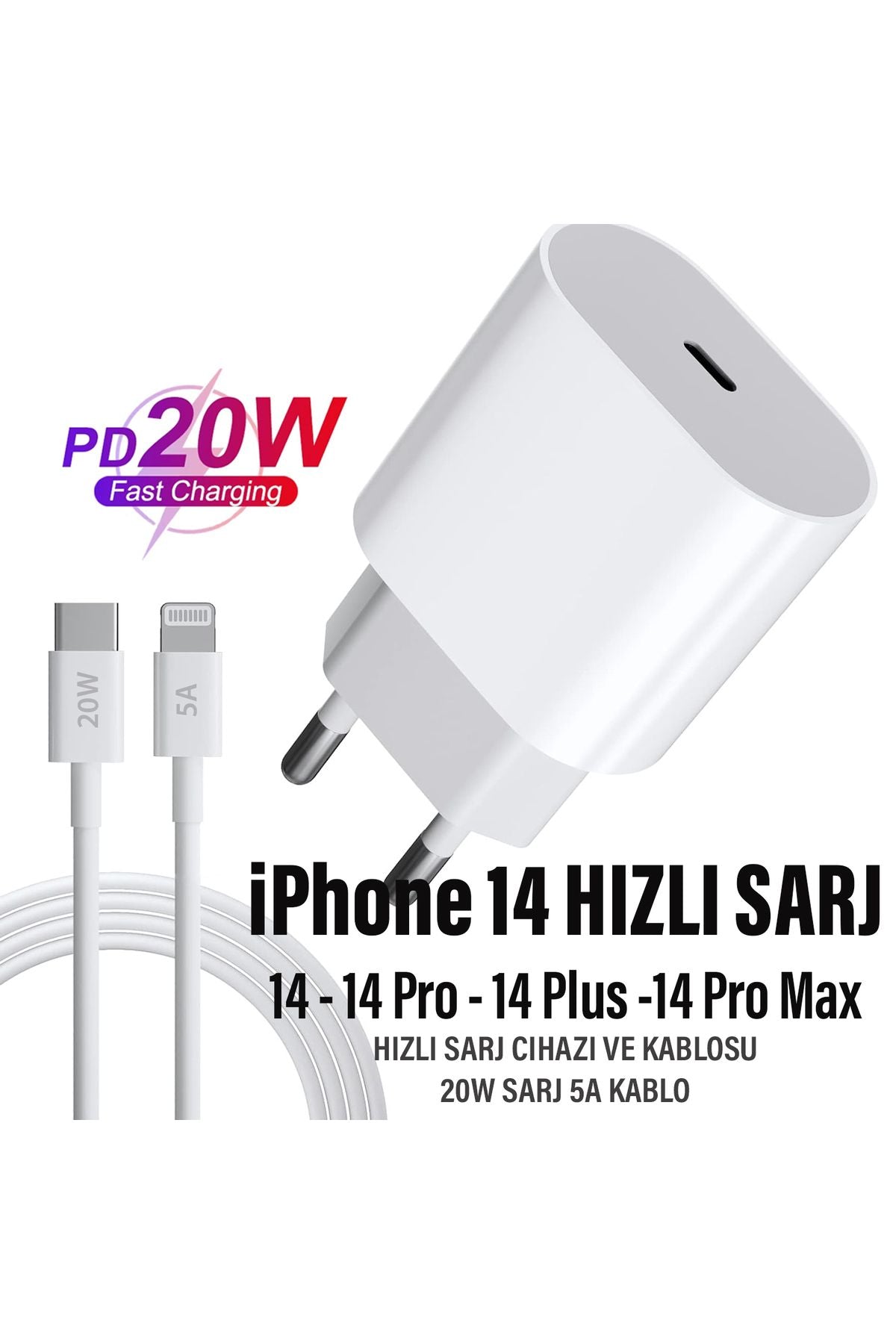 iPhone 14 Uyumlu Şarj Aleti HIZLI PD Şarj Cihazı Apple iPhone 14 Pro 14 Plus 14 Pro Max 20W HIZLI