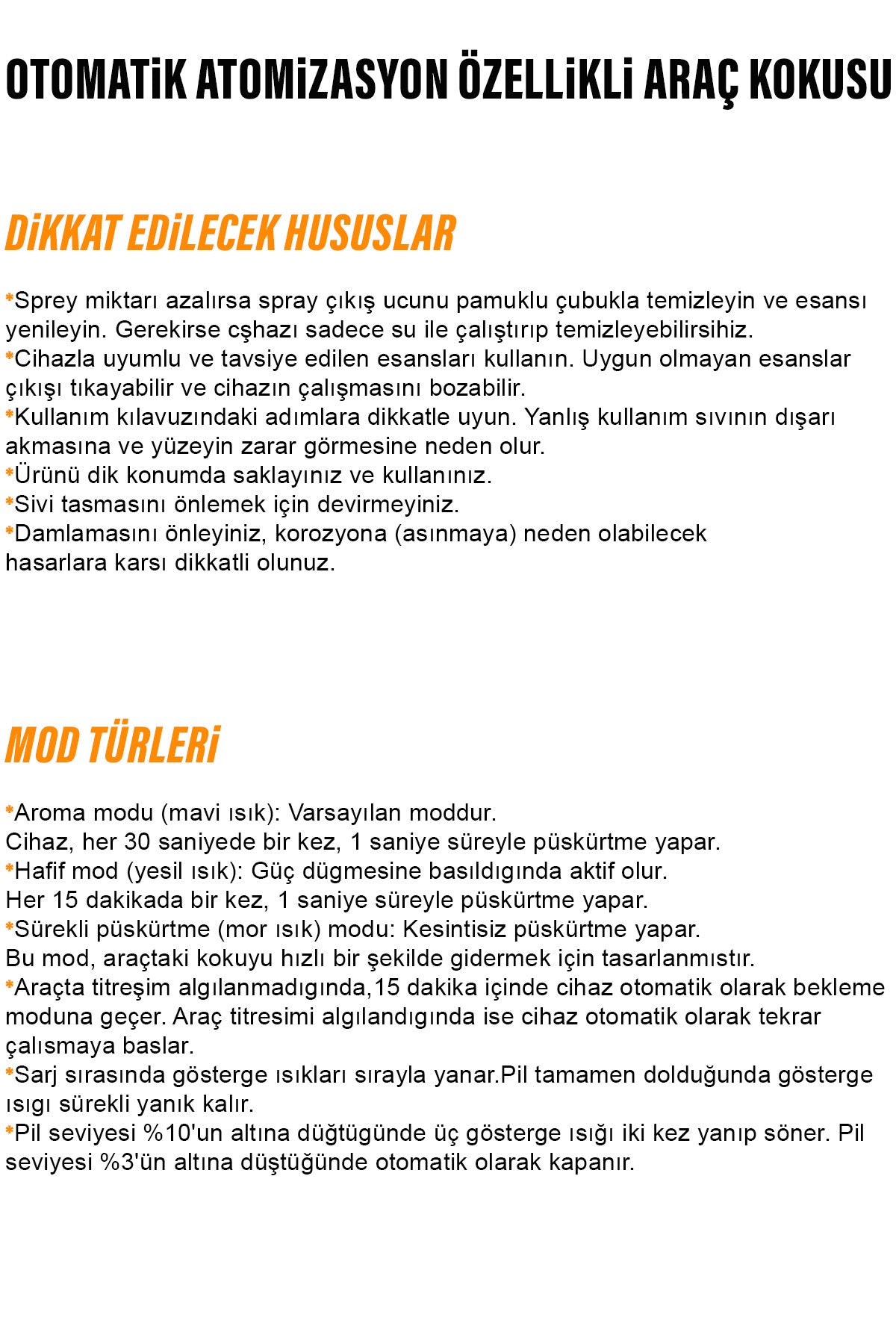 Şarjlı Otomatik Araç ve Ofis İçi Buharlı Nemlendirici Koku Difüzörü Yıldız Efektli Atomizasyonlu - Görsel 2
