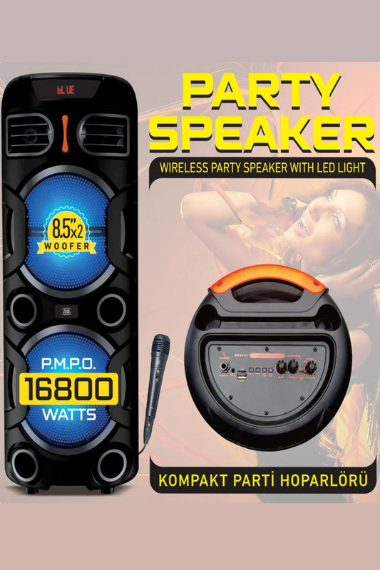 Büyük Boy Bluetooth Hoparlör PMP0 16800W Speaker 8.5X2 WOOFER Mikrofonlu Parti Boy Hoparlör 1800 mAh - Görsel 2