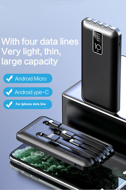 10.000 mAh Kendinden Kablolu Powerbank Hızlı Şarj Telefon Standlı Göstergeli Taşınabilir Şarj Cihazı - Görsel 3