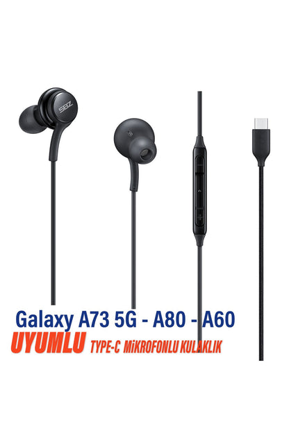 Samsung A73 5G - A80 - A60 Uyumlu Type-C Kulaklık Mikrofonlu
