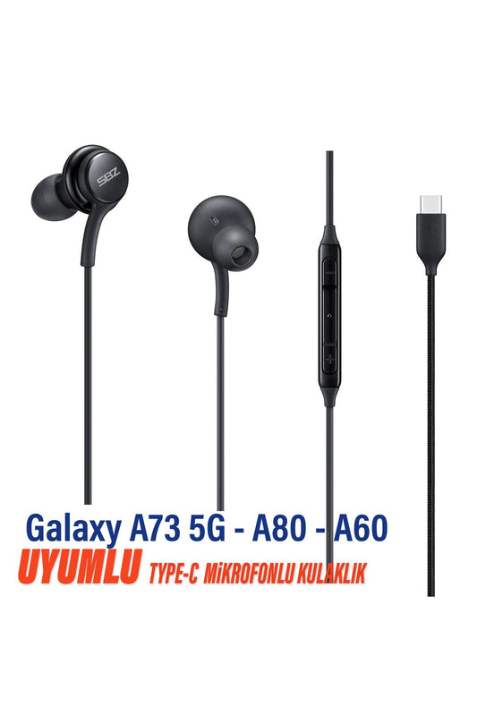 Samsung A73 5G - A80 - A60 Uyumlu Type-C Kulaklık Mikrofonlu