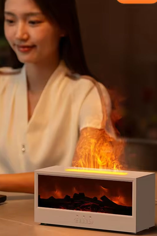 Şömine Görünümlü Alev Efektli Hava Nemlendirici 3D Alev Aroma Difüzörü Aroma Terapi Buhar Makinesi - Görsel 3