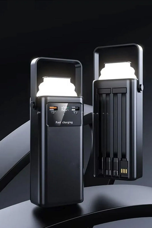 50000 mAh Hızlı Şarj Powerbank 22.5W Led Işıklı Kendinden Kablolu Powerbank Kamp Led Fenerli - Görsel 2