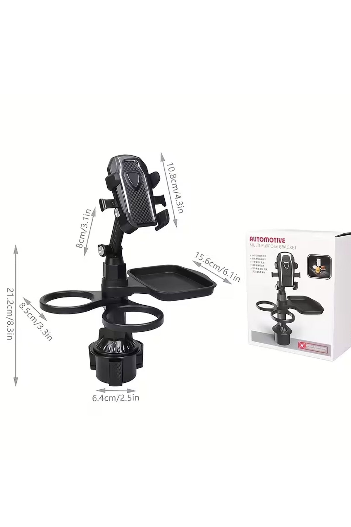 Araç İçi Bardak Tutucu ve Tepsi 3'ü1 Arada Telefon Tutucu İçecek Tutucusu Auto Oto Bardaklık - Görsel 4