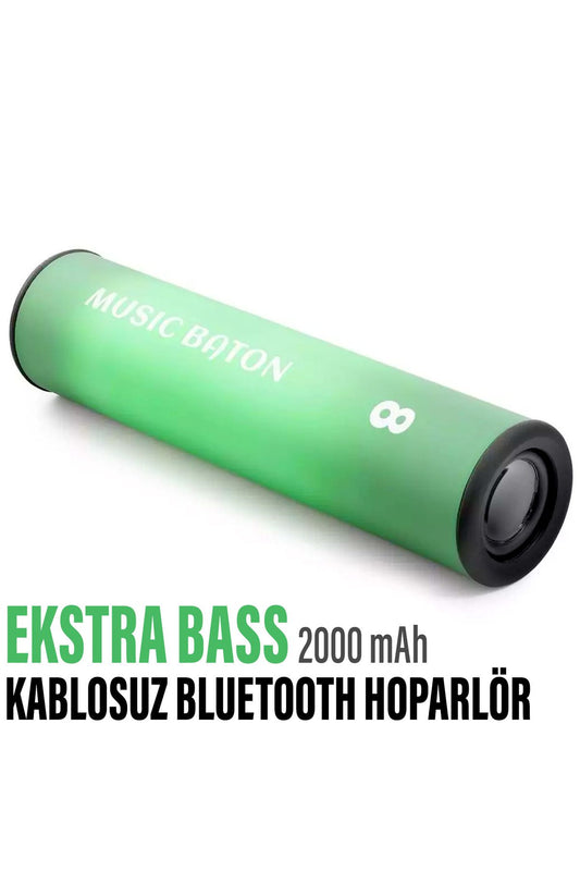 Kablosuz Silindir Bluetooth Hoparlör Speaker Ekstra Bass Ses Bombası 2000 mAh IP65 Su Geçirmez