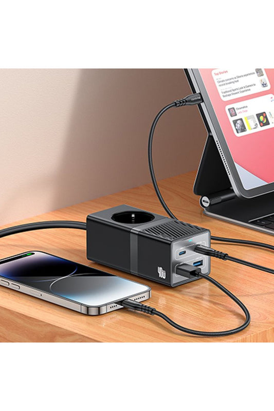 Akım Korumalı USB Type-C Priz Uzatma Kablosu Çok Amaçlı Şarj Cihazı Çoklu Priz 1.5M 2500W 40W OUTPUT