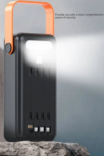 Güneş Enerjili 50.000 mAh Powerbank Hızlı Şarj Kamp Ledli Işıklı Powerbank Kendinden Kablolu Solar - Görsel 3
