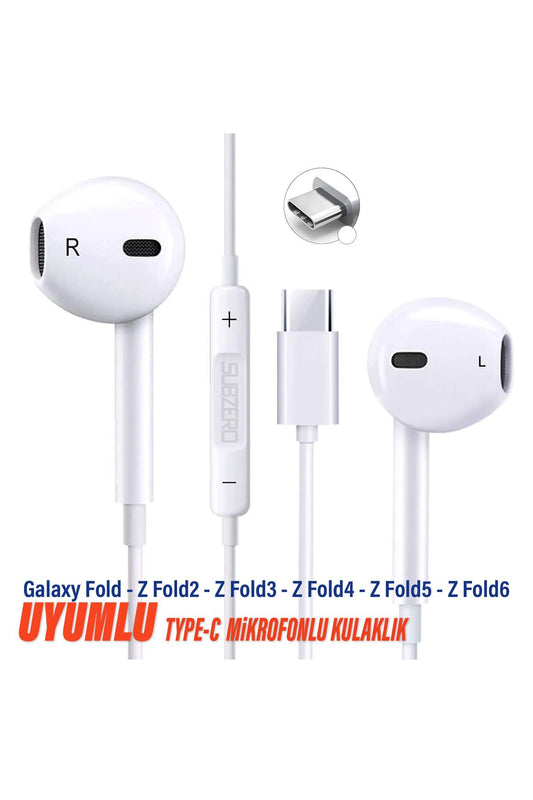 Samsung Fold - Z Fold 2 - Z Fold 3 - Z Fold 4 - Z Fold 5 - Z Fold 6 Uyumlu Type-C Mikrofonlu Kulaklık