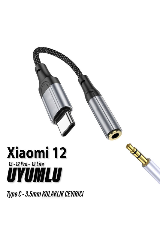 Xiaomi Mi 12 - 12 Pro - 12 Lite Uyumlu Kulaklık Type C 3.5mm AUX Çevirici Dönüştürücüsü