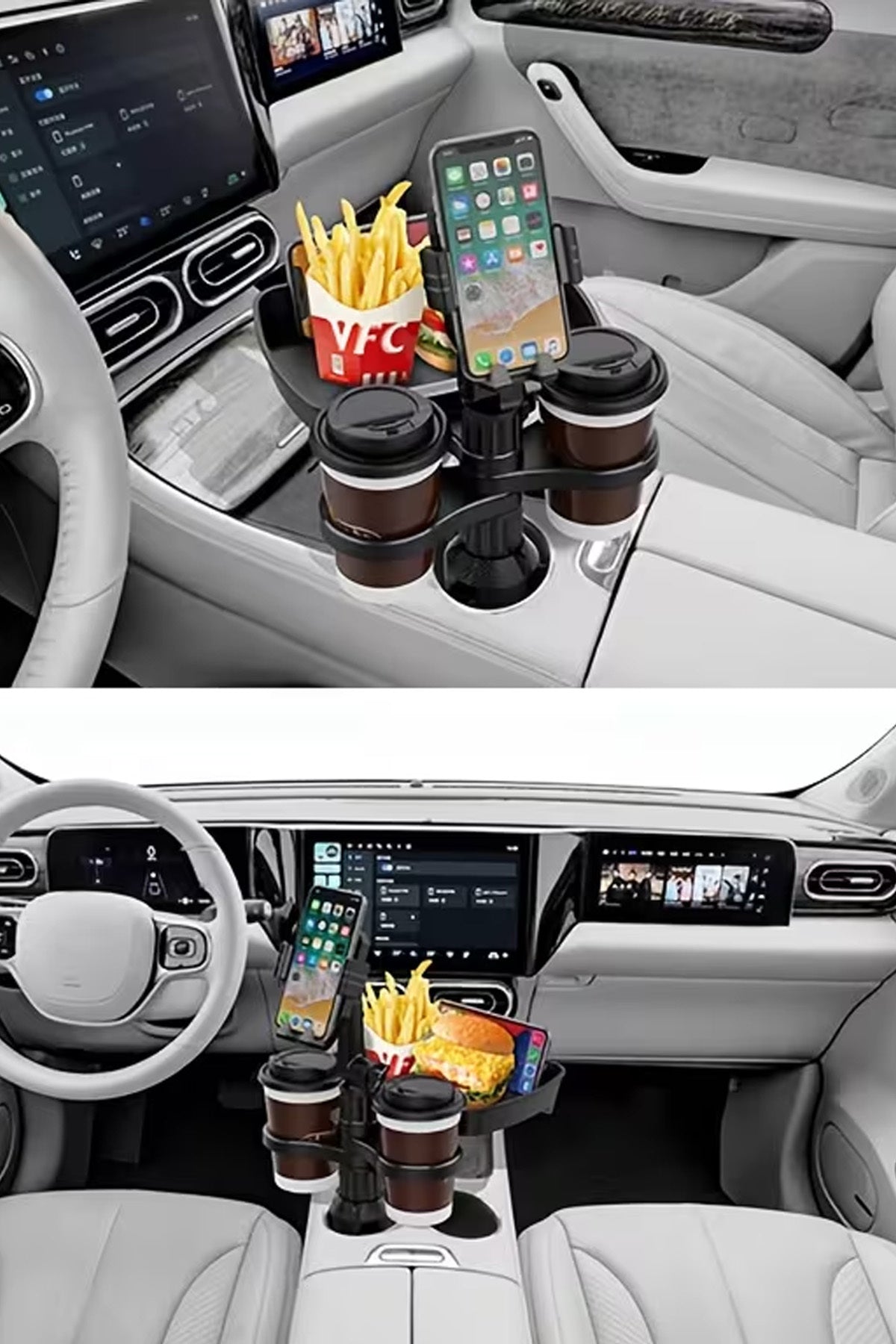 Araç İçi Bardak Tutucu ve Tepsi 3'ü1 Arada Telefon Tutucu İçecek Tutucusu Auto Oto Bardaklık - Görsel 2