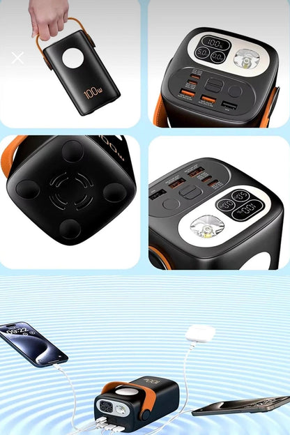 60.000 mAh Powerbank Hızlı Şarj PD 100W Taşıma Askılı Şarj İstasyonu Led Işıklı 3xUSB 2xType-C - Görsel 4