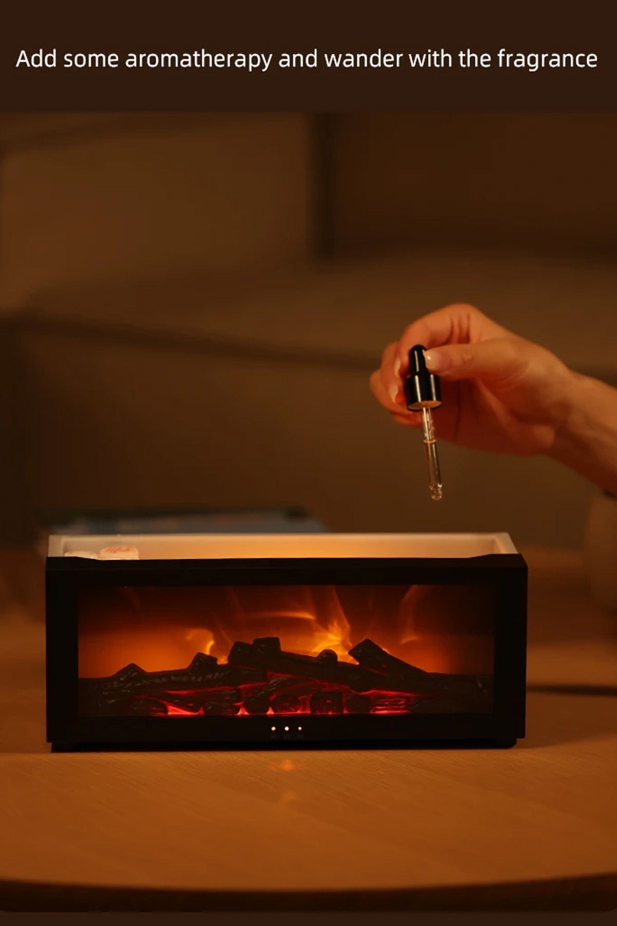 Şömine Görünümlü Alev Efektli Hava Nemlendirici 3D Alev Aroma Difüzörü Aroma Terapi Buhar Makinesi - Görsel 5