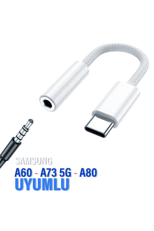 Samsung A73 5G A80 A60 Type C Jack Aparat Kulaklık Dönüştürücü 3.5mm Çevirici Type-C