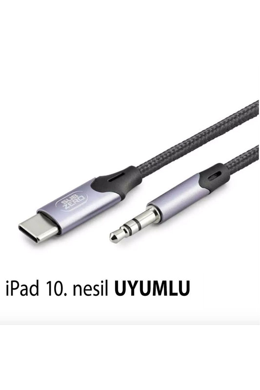 İpad 15-16 Plus Pro Pro Max Uyumlu Metal Başlık AUX Kablo Ses Dönüştürücüsü Hasır Type-C Çeviricisi
