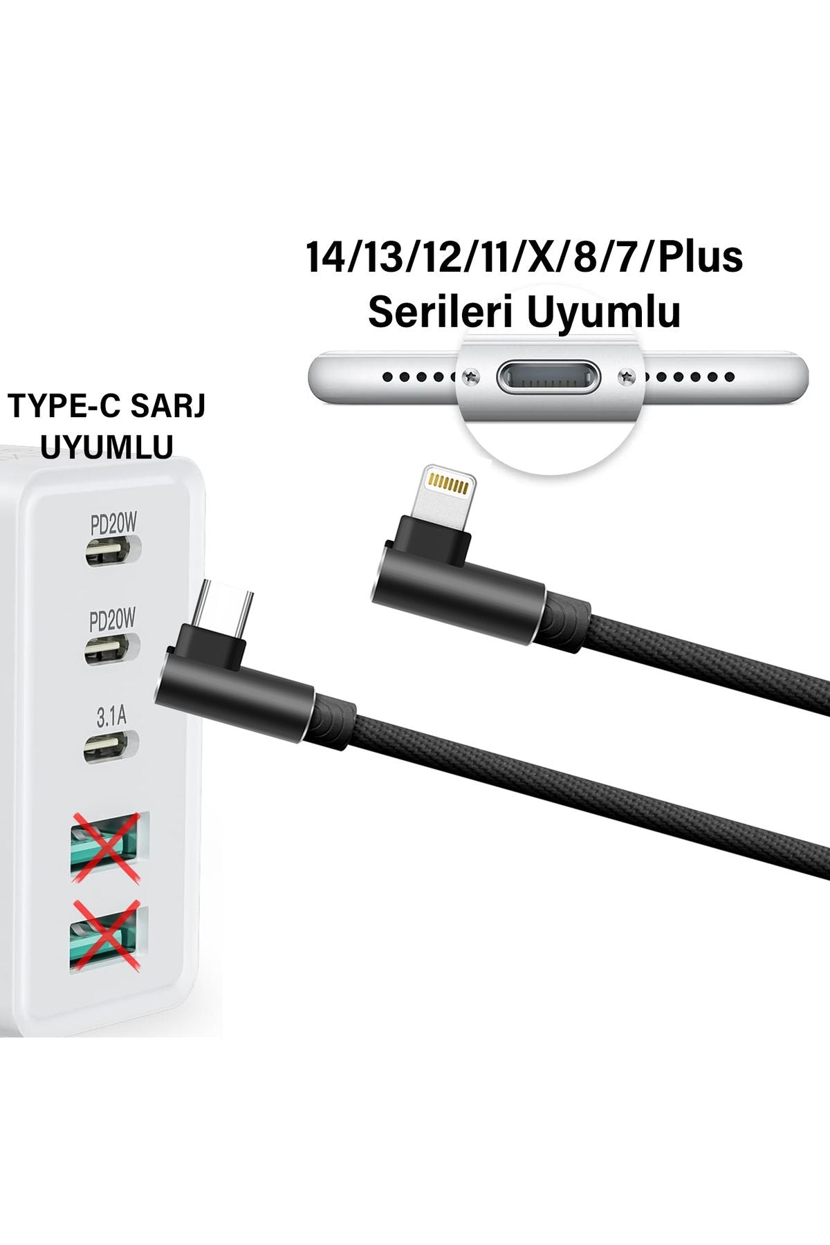 3 Metre Uzun TYPE-C Şarj Kablosu iPhone 14 13 12 11 Uyumlu HIZLI  Şarj (Pro Pro Max Plus Uyumlu) - Görsel 2