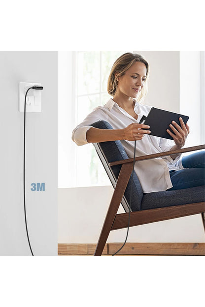iPad Air 13 inç M2 M4 iPad Air 4 - 5 Nesil Şarj Kablosu Uzun 3 metre Type C to Type C Hızlı Şarj - Görsel 4