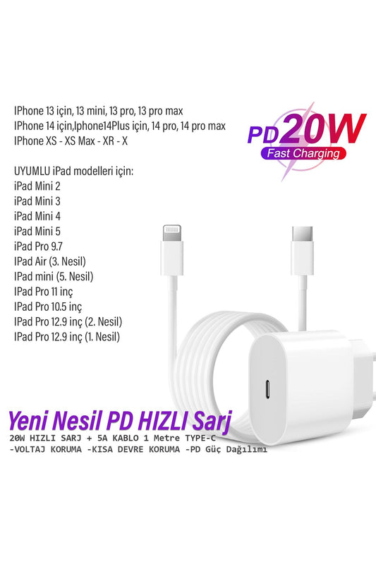 iPad Pro 9.7 Uyumlu Şarj Aleti Adaptörü 20W Ligtning Şarj Kablosu A1674  A1675 A1673 - Görsel 2