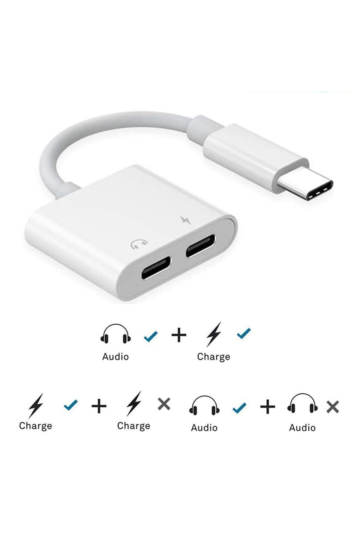 Usb-c To Type-c Kulaklık Ve Şarj Dönüştürücü Kablo Çevirici Usbc - Görsel 5