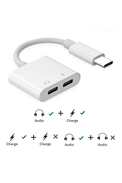 Usb-c To Type-c Kulaklık Ve Şarj Dönüştürücü Kablo Çevirici Usbc - Görsel 5