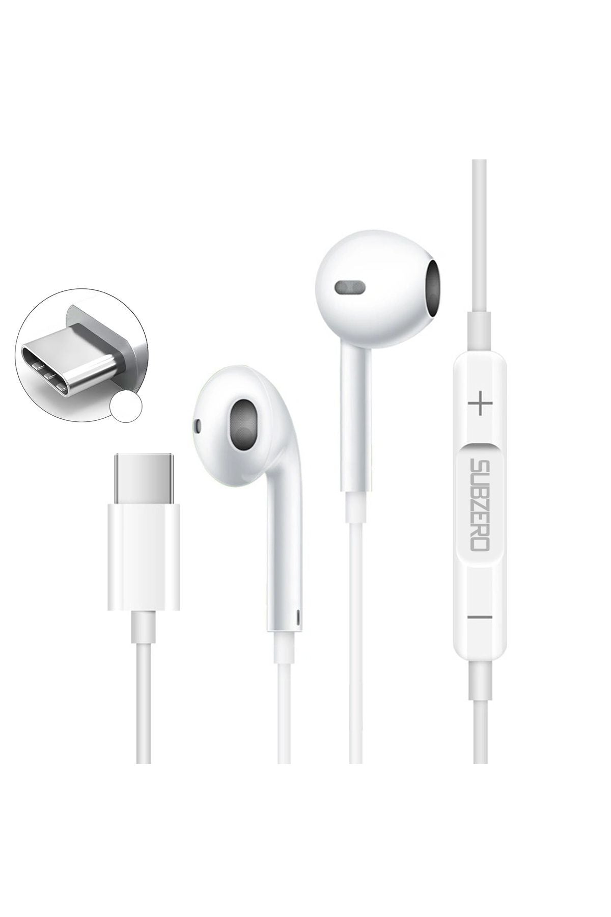 Samsung A73 5G - A80 - A60 Uyumlu Type-C Kulaklık Mikrofonlu Beyaz - Görsel 3