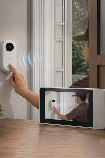 Kameralı Mikrofonlu Akıllı Kapı Zili Kablosuz Ekranlı Çift Yönlü İnterkom Ön Kapı Kamerası - Görsel 2