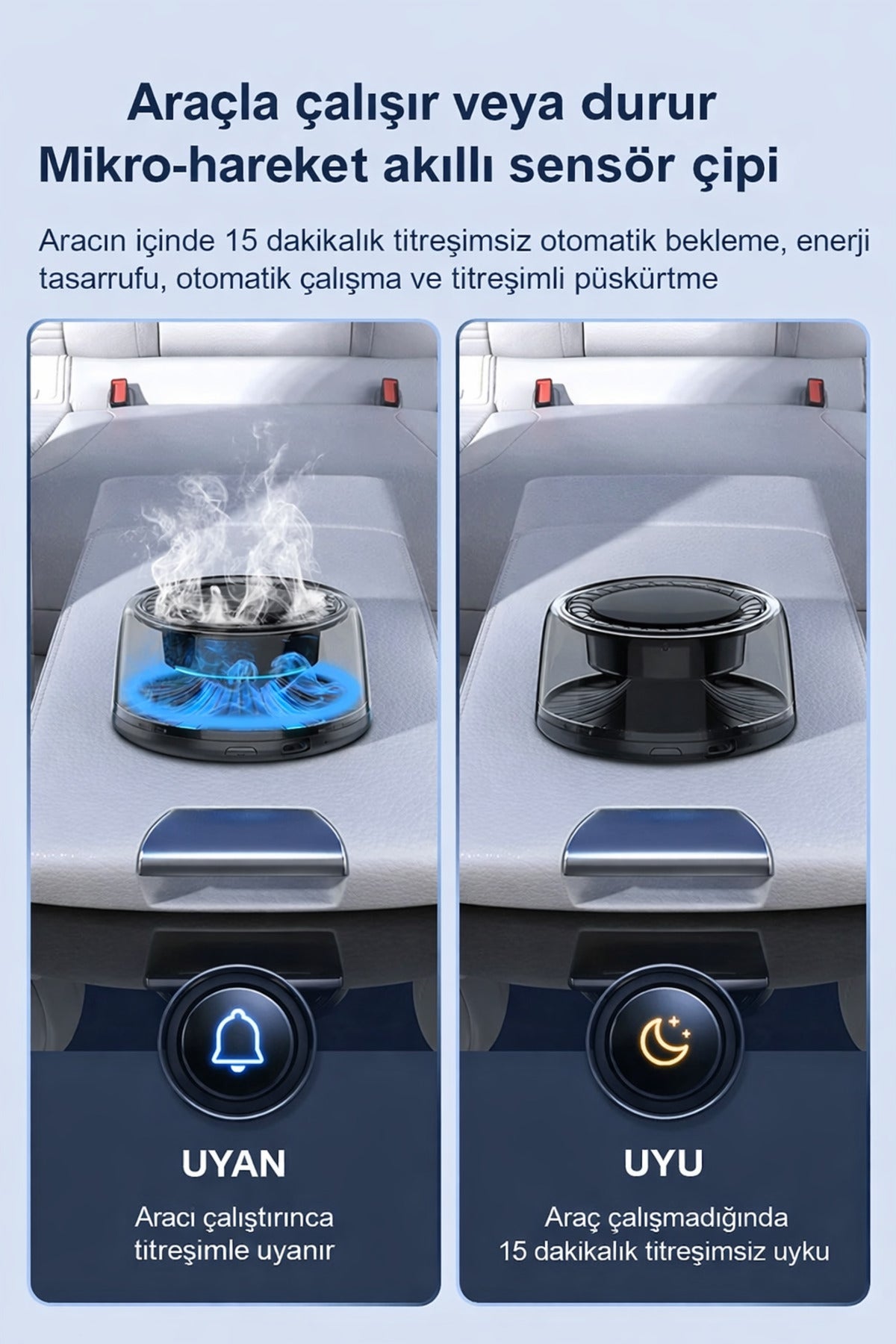 Otomatik Araç İçi Koku Makinesi Difüzörü Hava Nemlendirici Araç Parfümü Buharlı Şarjlı 800mah - Görsel 2