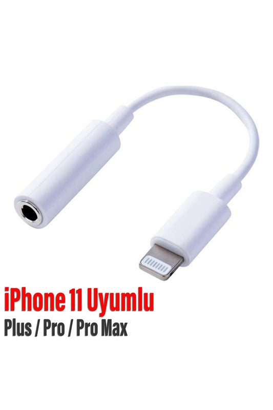 iPhone 11 Pro / Pro Max / Plus Uyumlu Lightning 3.5mm Kulaklık Dönüştürücü Çevirici Jack Aparat