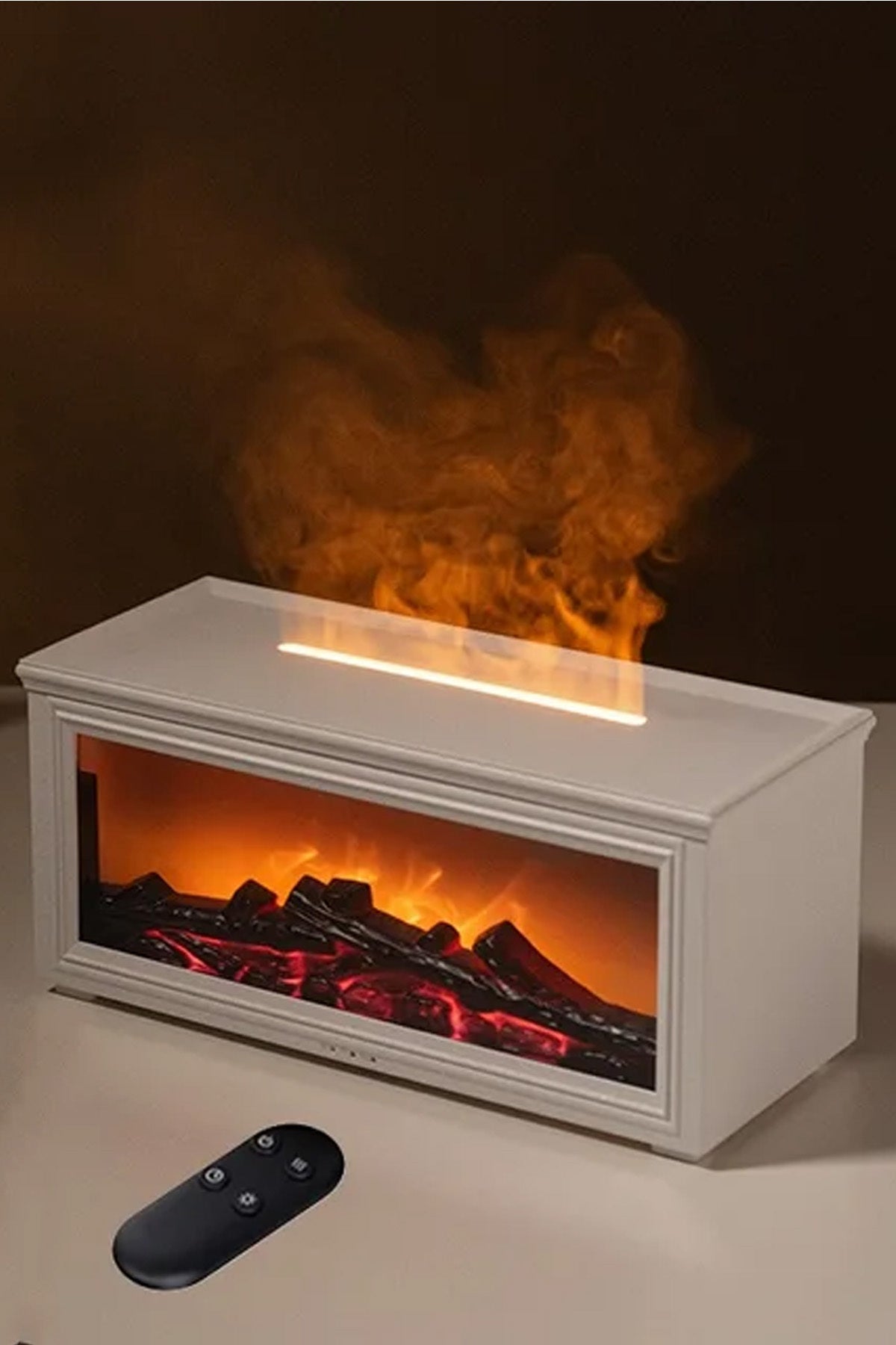 Şömine Görünümlü Alev Efektli Hava Nemlendirici 3D Alev Aroma Difüzörü Aroma Terapi Buhar Makinesi - Görsel 2
