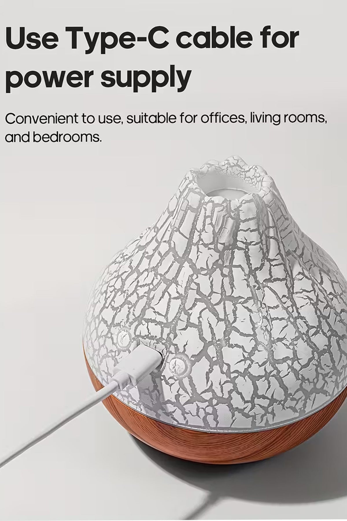 Ahşap Volkanik Hava Nemlendirici 7 Led Işıklı Aroma Difüzörü Buhar Makinesi 300ML - Görsel 4