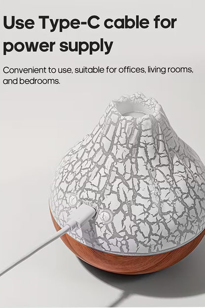 Ahşap Volkanik Hava Nemlendirici 7 Led Işıklı Aroma Difüzörü Buhar Makinesi 300ML - Görsel 4