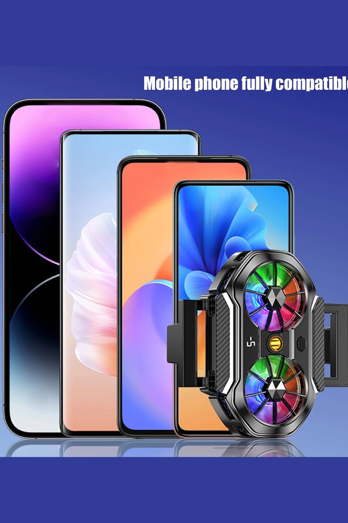 Çift Fanlı Gaming Telefon Hava Soğutma Fanı Derece Göstergeli Radyatör Sessiz Fan Telefon Soğutucu - Görsel 7