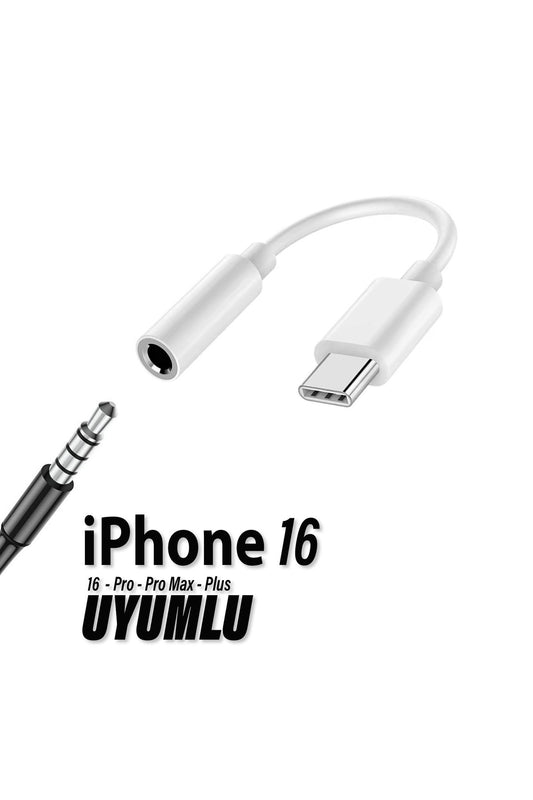 iPhone 16-16 PLUS-16 PRO- 16 PRO MAX Kulaklık Dönüştürücüsü Type-C Çevirici Aparat