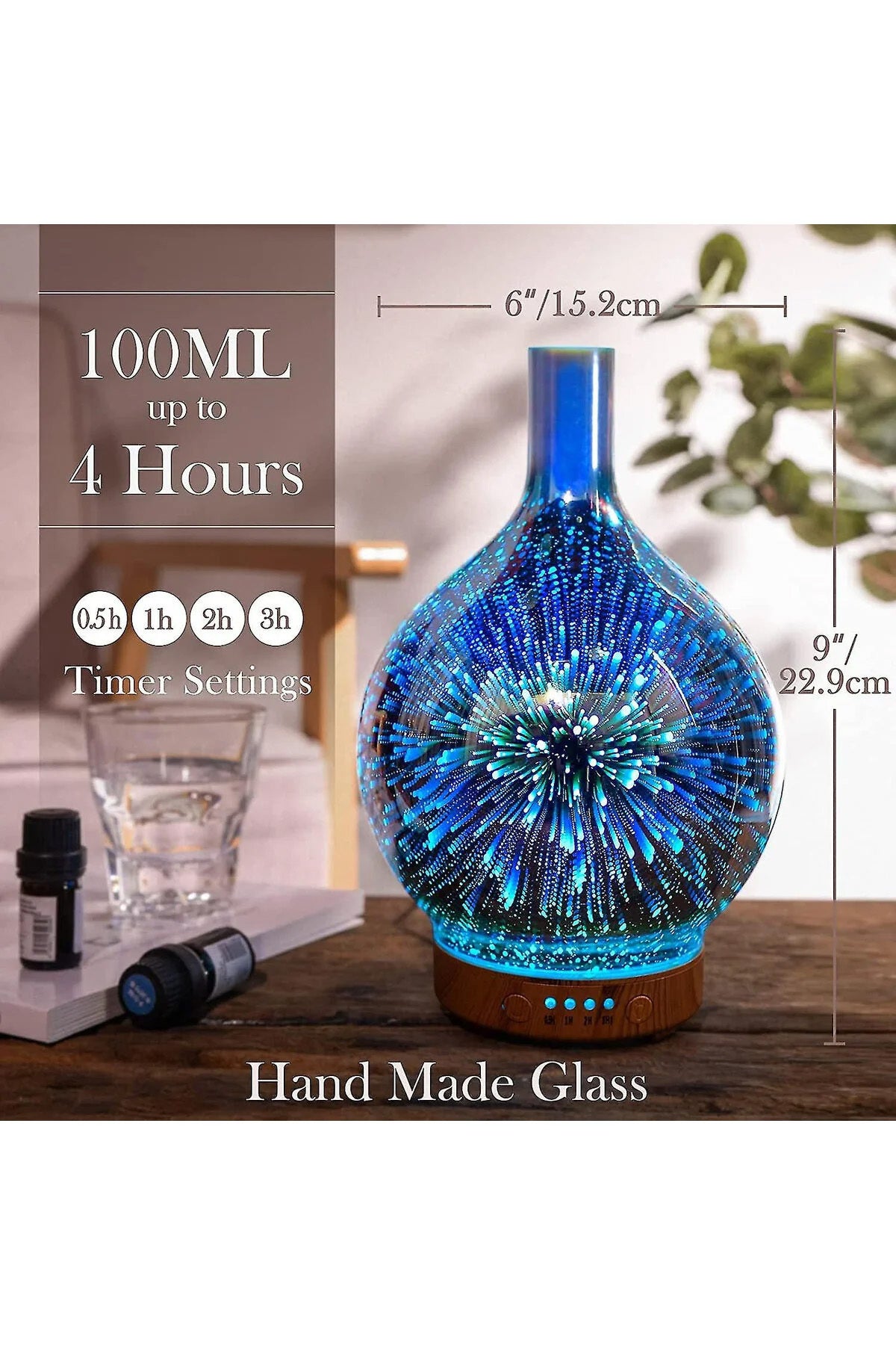 Aroma Terapi Oda Hava Nemlendirici Renkli Galaxy 3D Cam Buhar Makinesi Çok Renkli Led Işıklı - Görsel 6