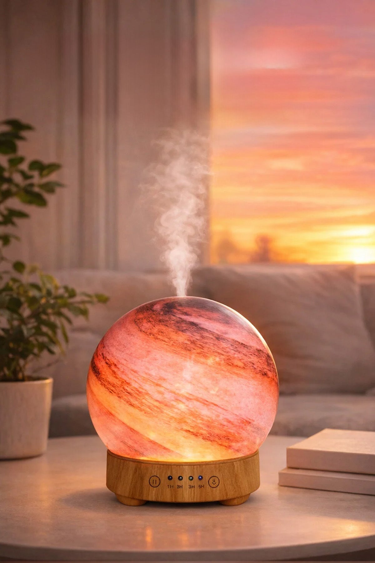 Hediyelik Dekoratif Cam Küre Gezegen Görünümlü Hava Nemlendirici Uzaktan Kumandalı Aroma Difüzörü Ul - Görsel 2