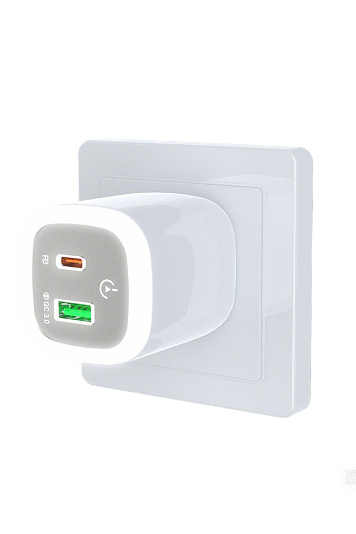 30W USB-C to Type-C / USB + PD Hızlı Şarj Aleti - Gece Lambası - Dokunmatik LEDLİ Şarj Aleti - Görsel 3