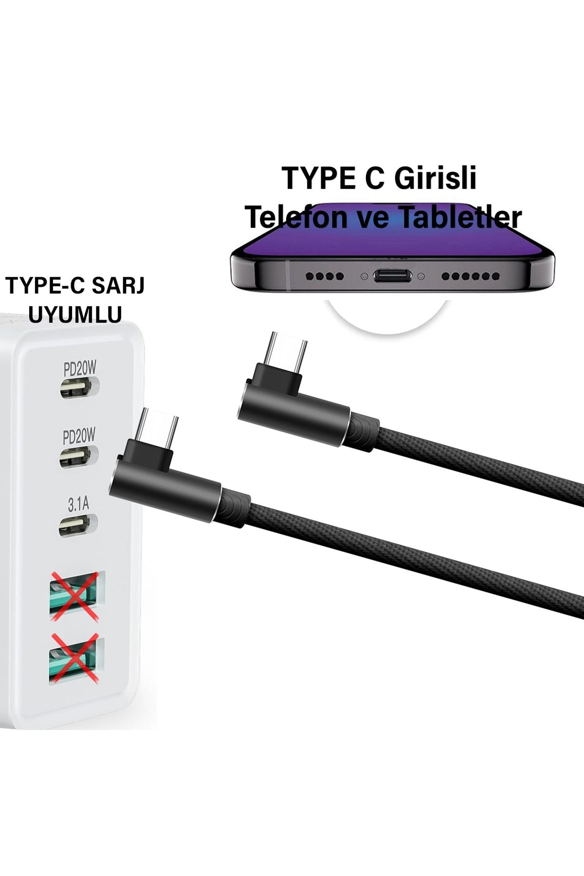 iPad Air 13 inç M2 M4 iPad Air 4 - 5 Nesil Şarj Kablosu Uzun 3 metre Type C to Type C Hızlı Şarj - Görsel 3