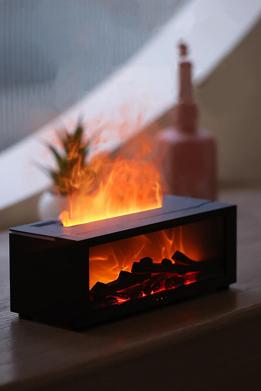 Şömine Görünümlü Alev Efektli Hava Nemlendirici 3D Alev Aroma Difüzörü Aroma Terapi Buhar Makinesi