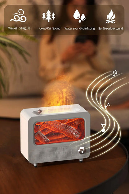 Alev Efektli Retro Hava Nemlendirici Odun Çıtırtı Sesli Aroma Difüzörü Ultrasonik Buhar Makinesi - Görsel 5