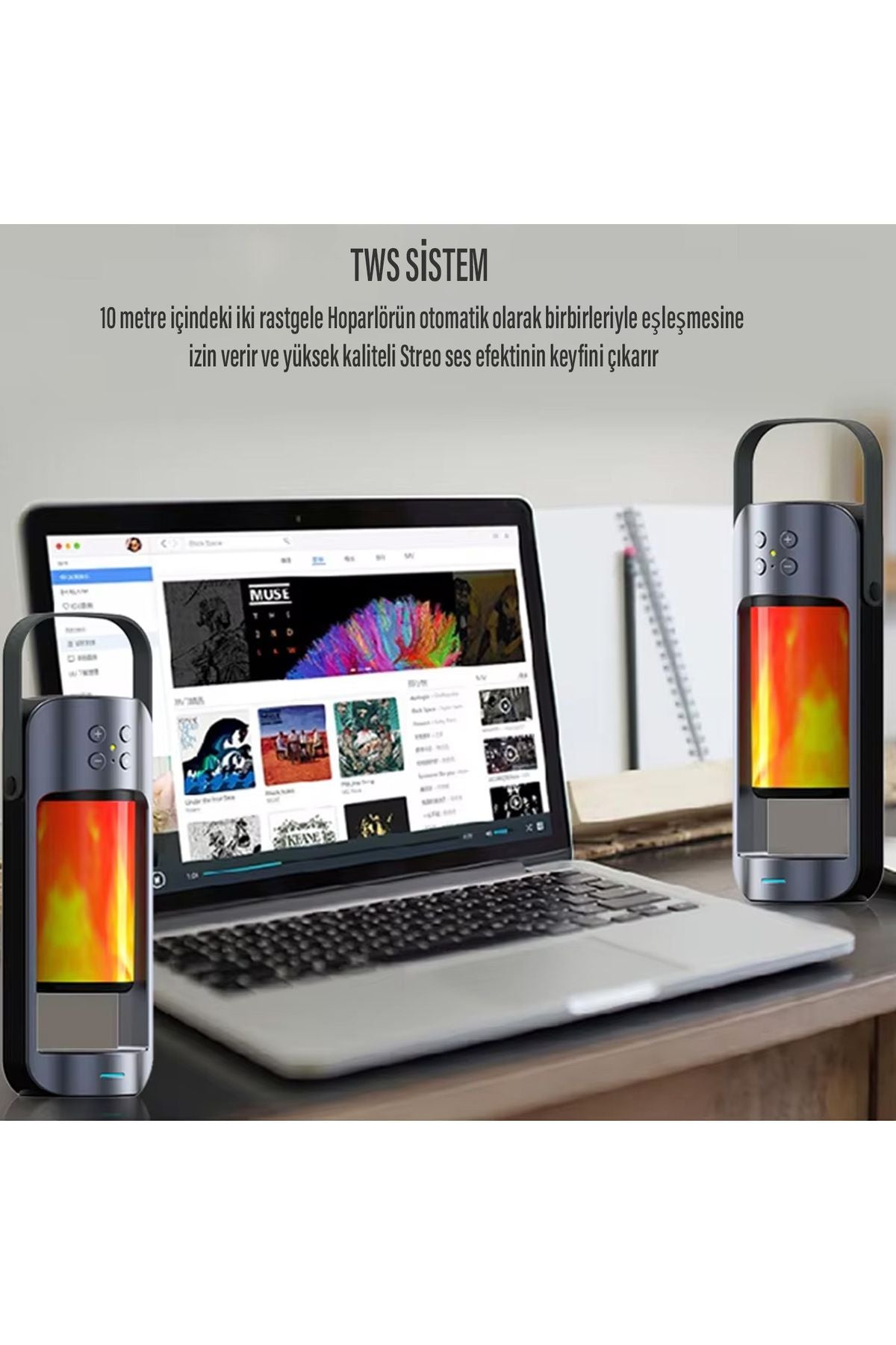 Magsafe Şarj Led Aydınlatma Speaker Bluetooth Hoparlör TWS - Görsel 4
