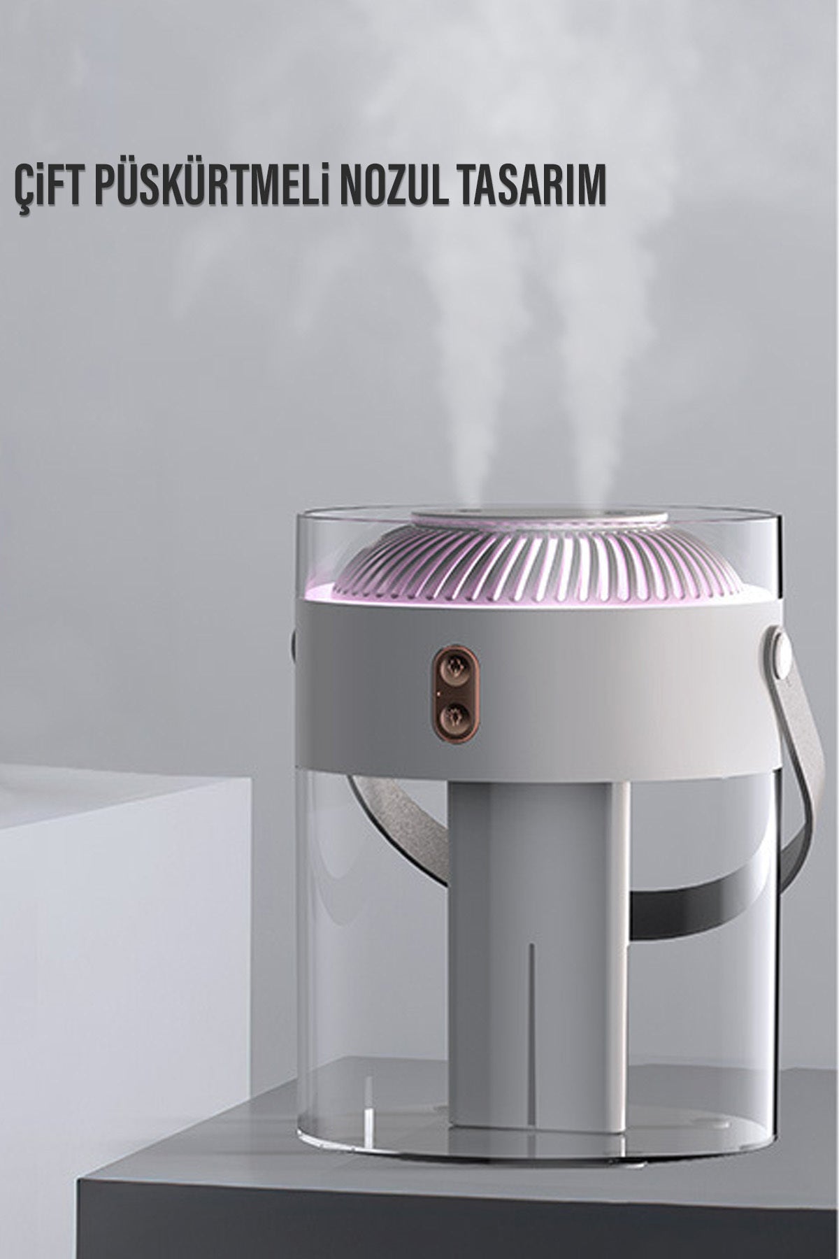 2,6L Kablosuz Hava Nemlendirici Ultrasonik Buhar Makinesi Çift Sprey Aroma Difüzörü LED Işık 2000mAh - Görsel 2