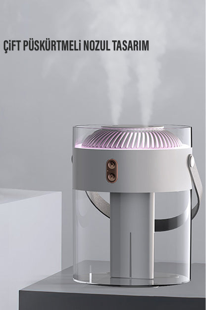 2,6L Kablosuz Hava Nemlendirici Ultrasonik Buhar Makinesi Çift Sprey Aroma Difüzörü LED Işık 2000mAh - Görsel 2