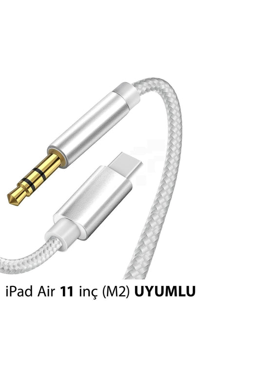 iPad Air 11 inç (M2) UYUMLU  AUX Kablo Ses Dönüştürücüsü Hasır Type-C Çeviricisi