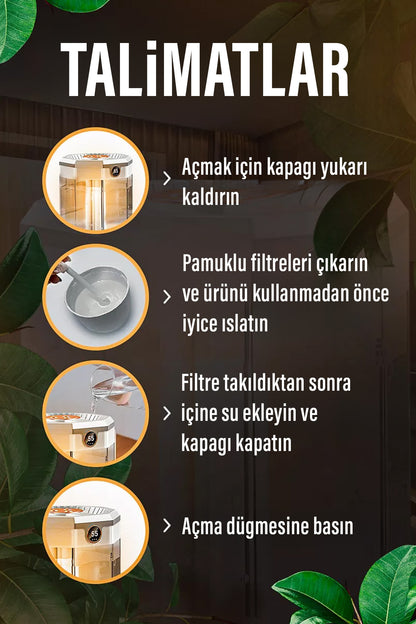 Dijital Ekranlı Ultrasonik Hava Nemlendirici Aroma Difüzörü Sessiz Buhar Makinesi 3 Nozul Püskürtme - Görsel 6