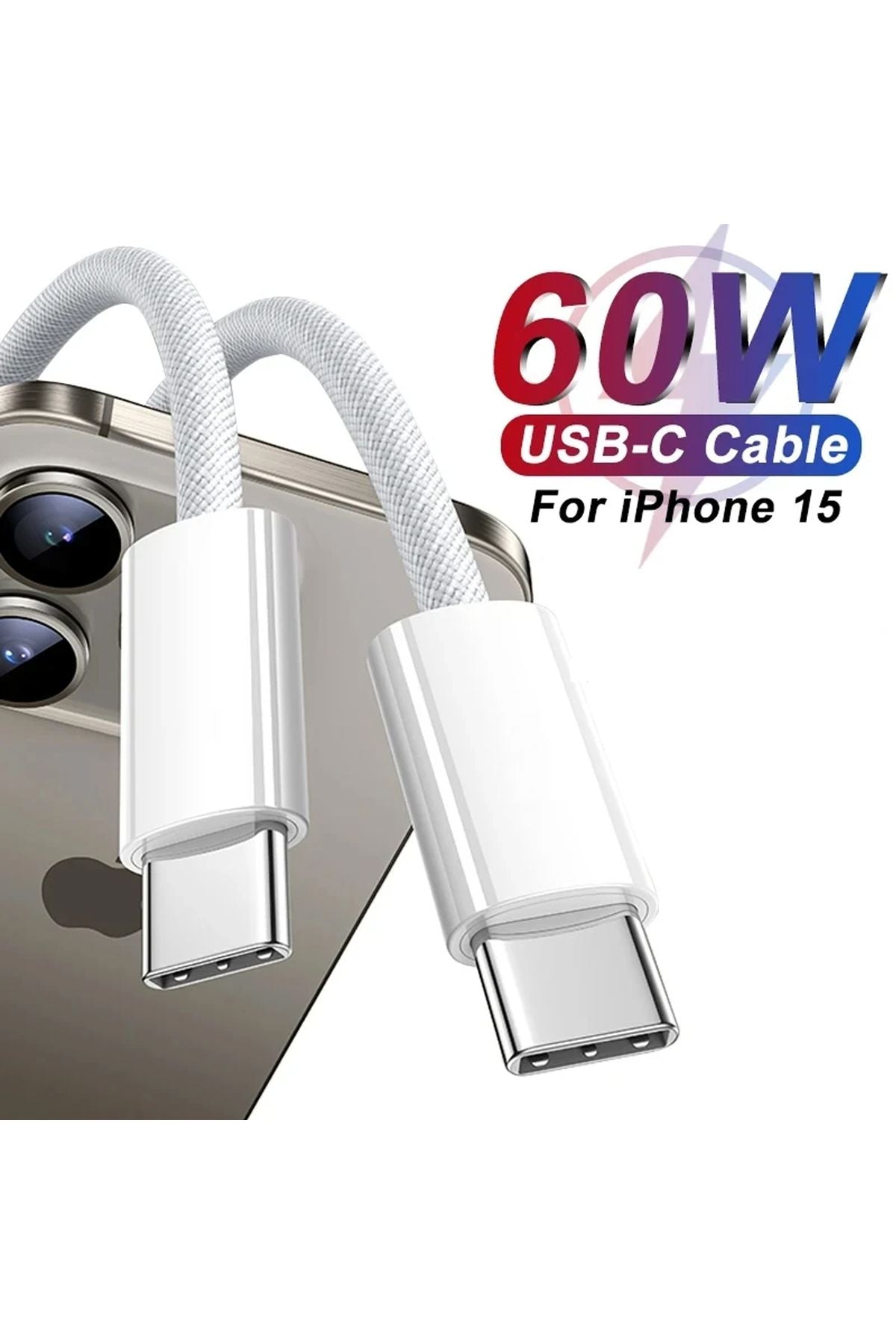 Samsung A53 A54 A55 Hızlı Şarj Kablosu Type-C to Type-C Şarj Kablosu 60W İki Ucu Type C - Görsel 4