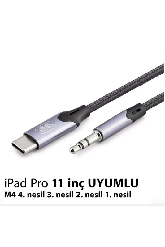 iPad 11inç M2 M4 1. 2. 3. 4. Uyumlu Metal Başlık AUX Kablo Ses Dönüştürücüsü Type-C Çeviricisi